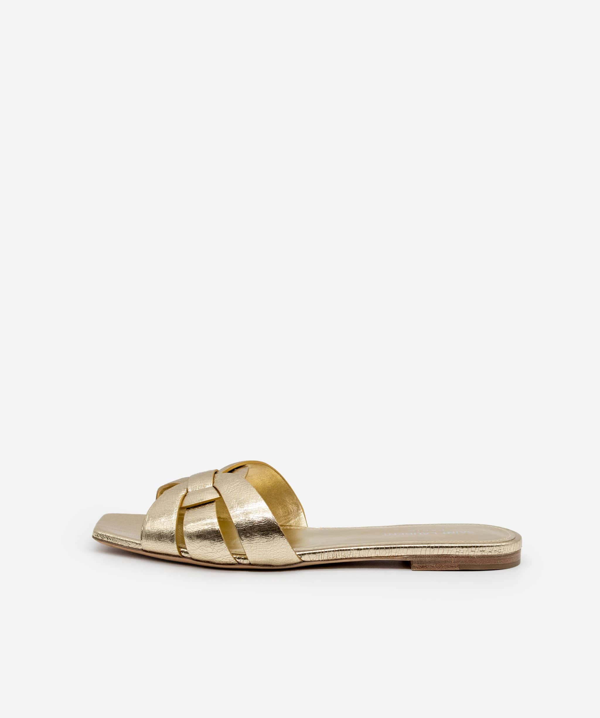 Yves Saint Laurent Saint Laurent Gold Flat Tribute Sandals 39.5