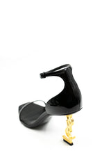 Yves Saint Laurent YSL Opyum Sandal Heels Black & Gold - size 39 - ALL0152