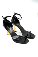 Yves Saint Laurent YSL Opyum Sandal Heels Black & Gold - size 39 - ALL0152